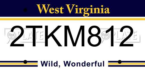2TKM812 West Virginia License Plate