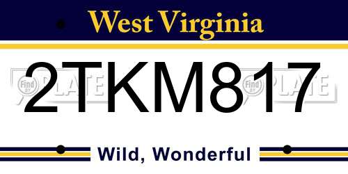 2TKM817 West Virginia License Plate