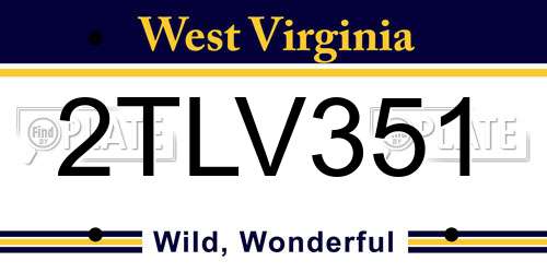 2TLV351 West Virginia License Plate
