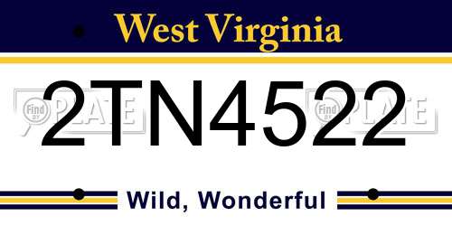 2TN4522 West Virginia License Plate