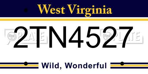 2TN4527 West Virginia License Plate