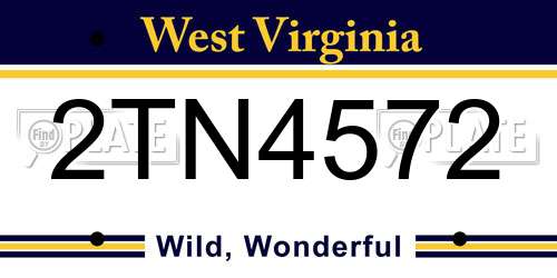 2TN4572 West Virginia License Plate