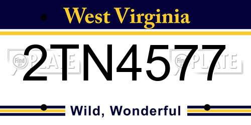 2TN4577 West Virginia License Plate