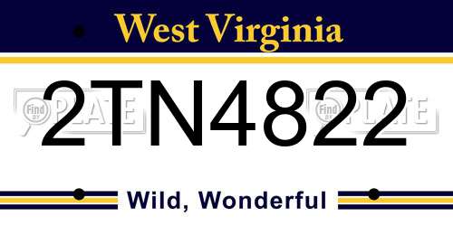 2TN4822 West Virginia License Plate