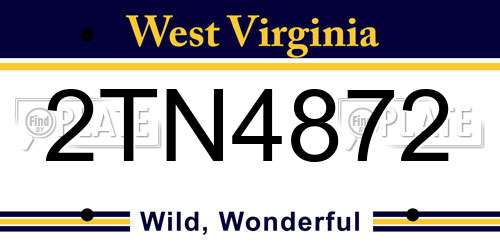 2TN4872 West Virginia License Plate
