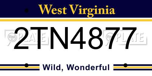 2TN4877 West Virginia License Plate