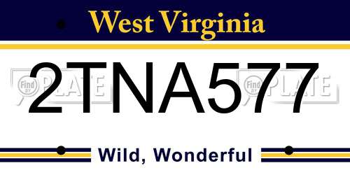 2TNA577 West Virginia License Plate