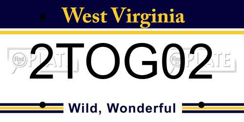 2TOG02 West Virginia License Plate