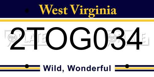 2TOG034 West Virginia License Plate