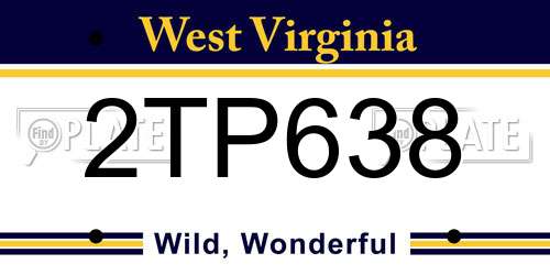 2TP638 West Virginia License Plate