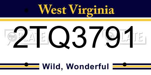 2TQ3791 West Virginia License Plate