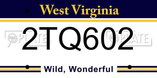 2TQ602 West Virginia License Plate