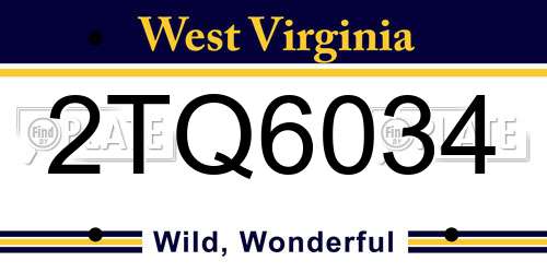 2TQ6034 West Virginia License Plate