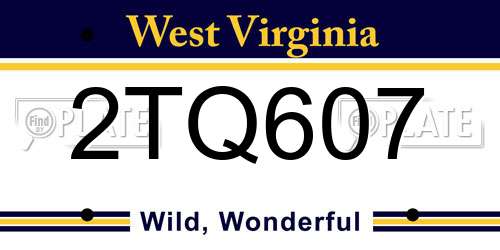 2TQ607 West Virginia License Plate
