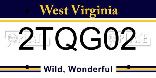 2TQG02 West Virginia License Plate