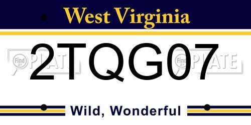 2TQG07 West Virginia License Plate