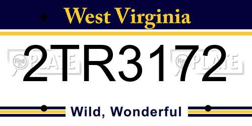 2TR3172 West Virginia License Plate