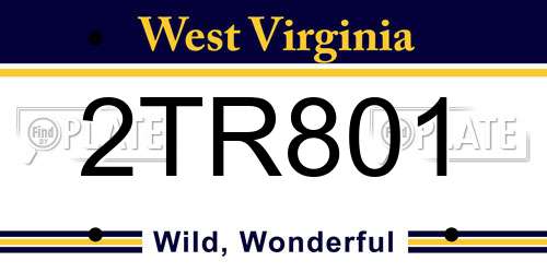 2TR801 West Virginia License Plate