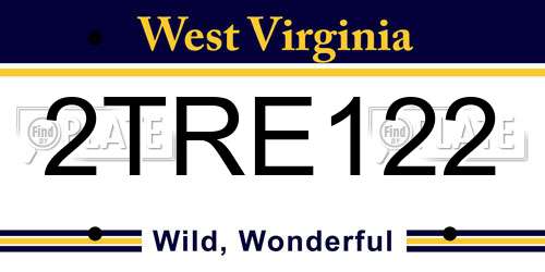 2TRE122 West Virginia License Plate