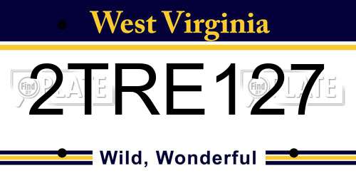 2TRE127 West Virginia License Plate
