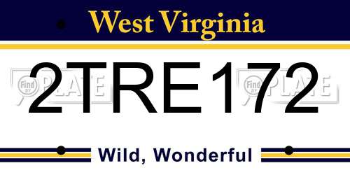 2TRE172 West Virginia License Plate
