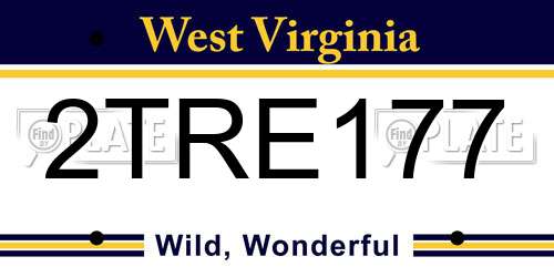 2TRE177 West Virginia License Plate