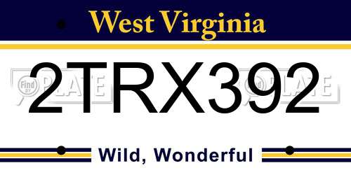 2TRX392 West Virginia License Plate