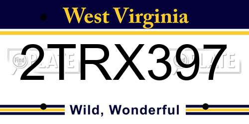 2TRX397 West Virginia License Plate