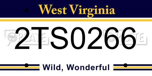 2TS0266 West Virginia License Plate