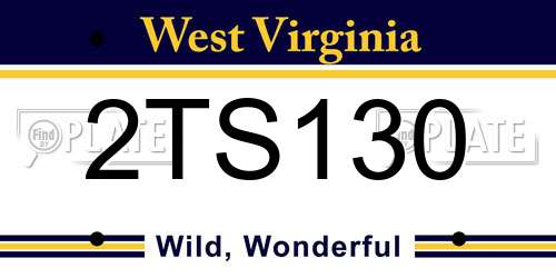 2TS130 West Virginia License Plate