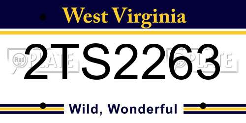 2TS2263 West Virginia License Plate