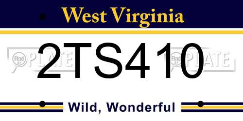 2TS410 West Virginia License Plate