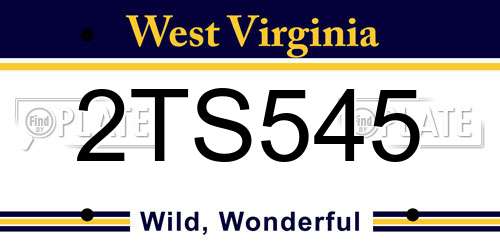 2TS545 West Virginia License Plate