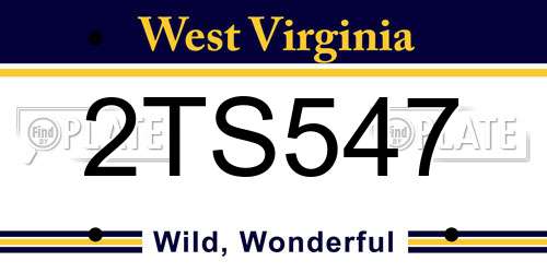 2TS547 West Virginia License Plate