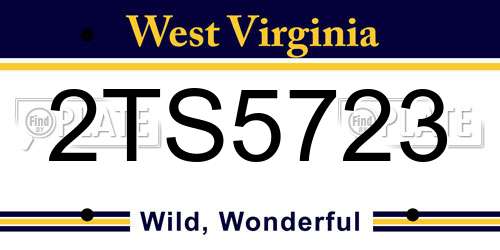 2TS5723 West Virginia License Plate