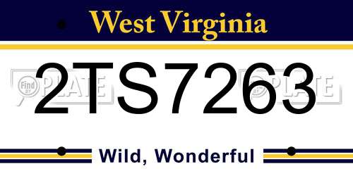 2TS7263 West Virginia License Plate