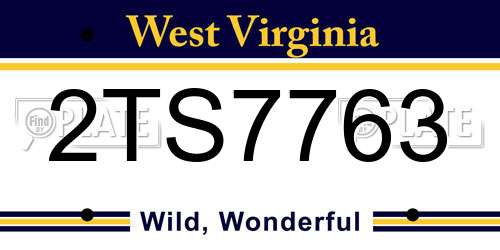 2TS7763 West Virginia License Plate