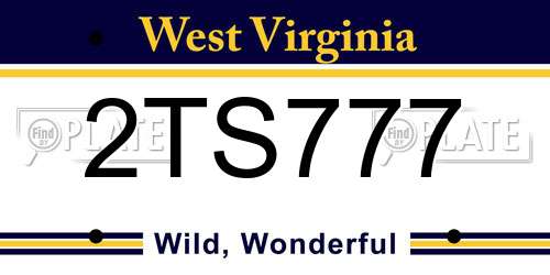 2TS777 West Virginia License Plate