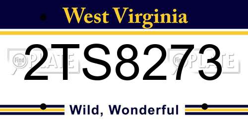 2TS8273 West Virginia License Plate