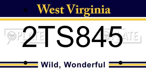 2TS845 West Virginia License Plate