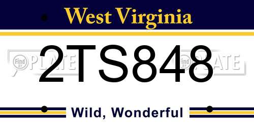 2TS848 West Virginia License Plate