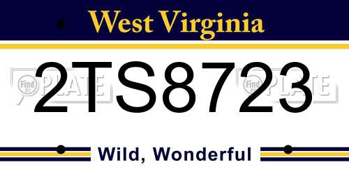 2TS8723 West Virginia License Plate