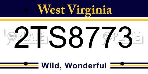 2TS8773 West Virginia License Plate