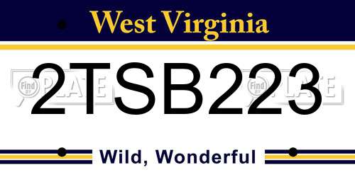 2TSB223 West Virginia License Plate