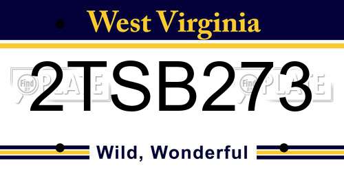 2TSB273 West Virginia License Plate