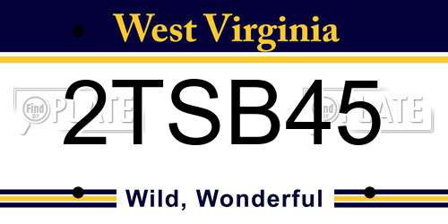 2TSB45 West Virginia License Plate