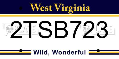 2TSB723 West Virginia License Plate