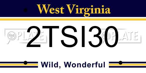 2TSI30 West Virginia License Plate