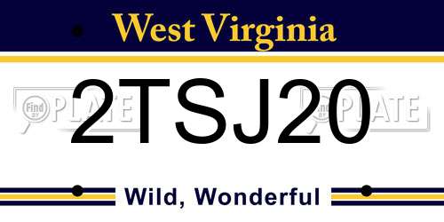 2TSJ20 West Virginia License Plate