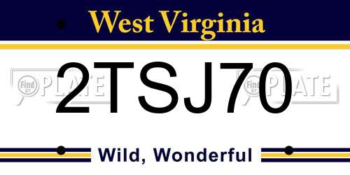 2TSJ70 West Virginia License Plate